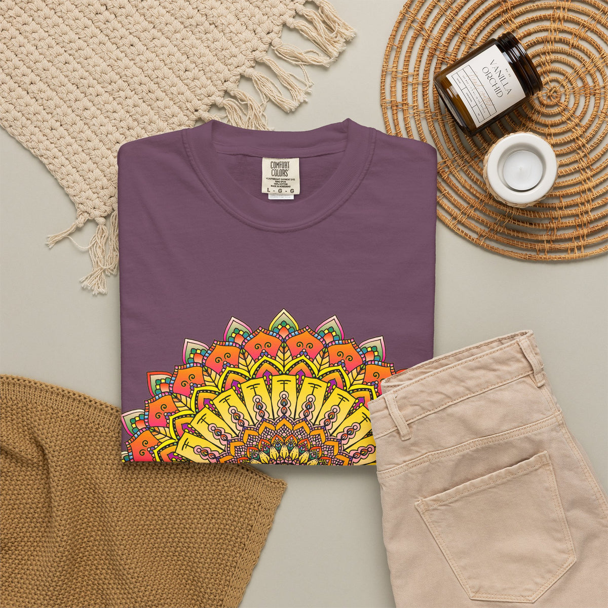 Sunburst Mandala T-Shirt — Vibrant Floral Boho Graphic Tee