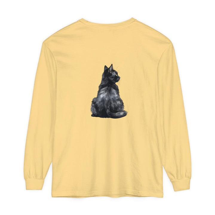 Black Cat Mystique Long Sleeve T-Shirt with a mysterious feline design