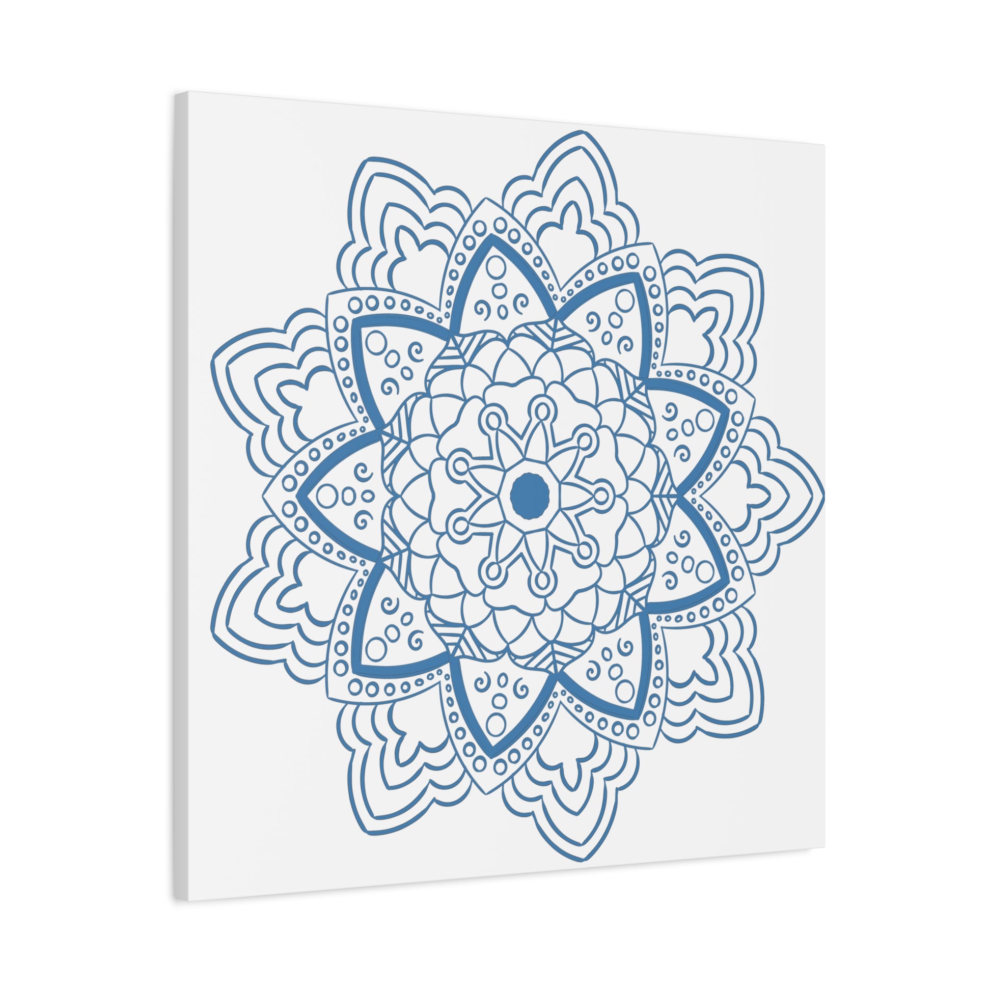 Steel Blue Mandala Art on Stretched 125 Matte Canvas