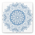 Handmade steel blue mandala design wall art on matte canvas, stretched, 125 inches