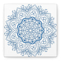Handmade steel blue mandala design wall art on matte canvas, stretched, 125 inches