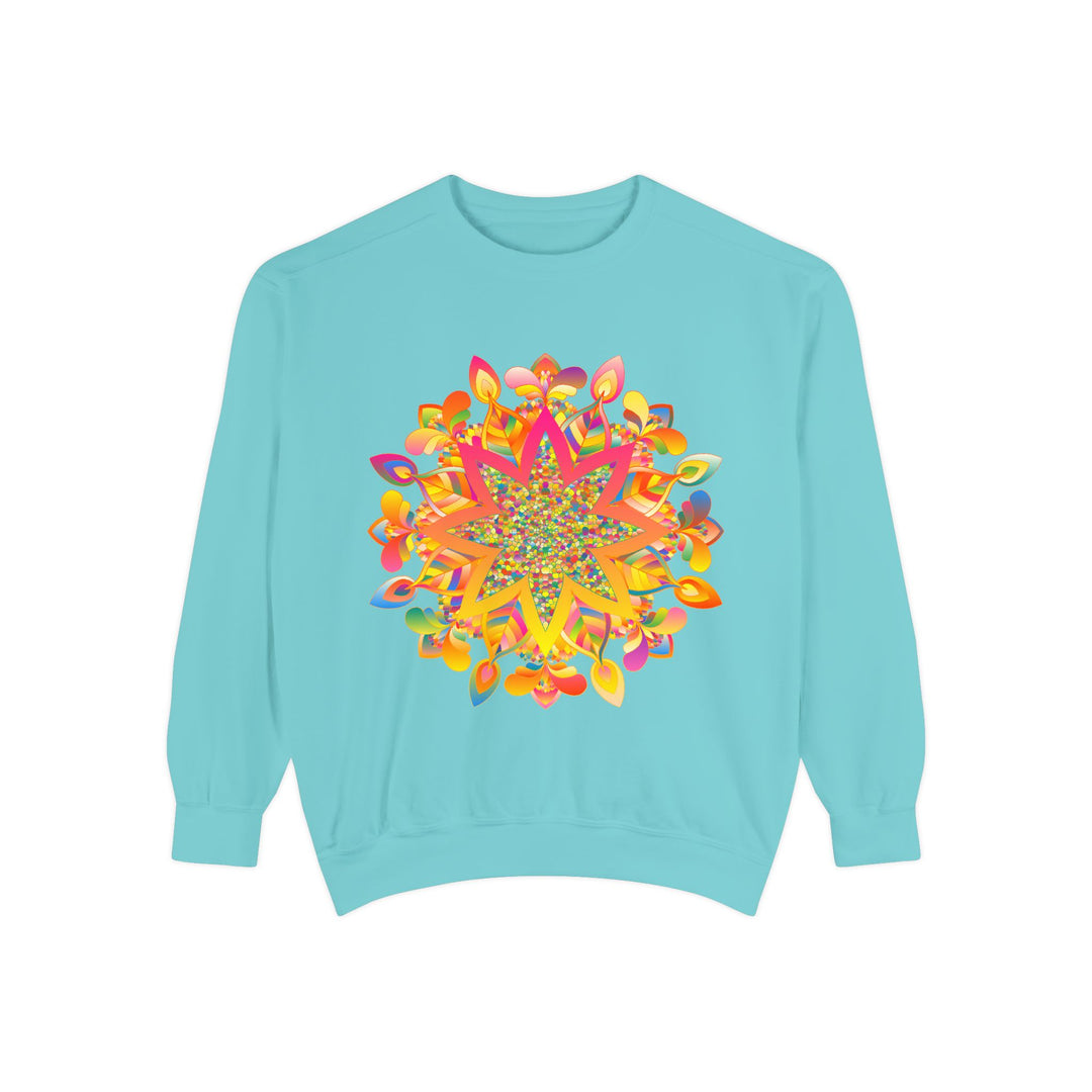 Colorful Mandala Sweatshirt with Intricate Floral Design for Boho-Chic Style