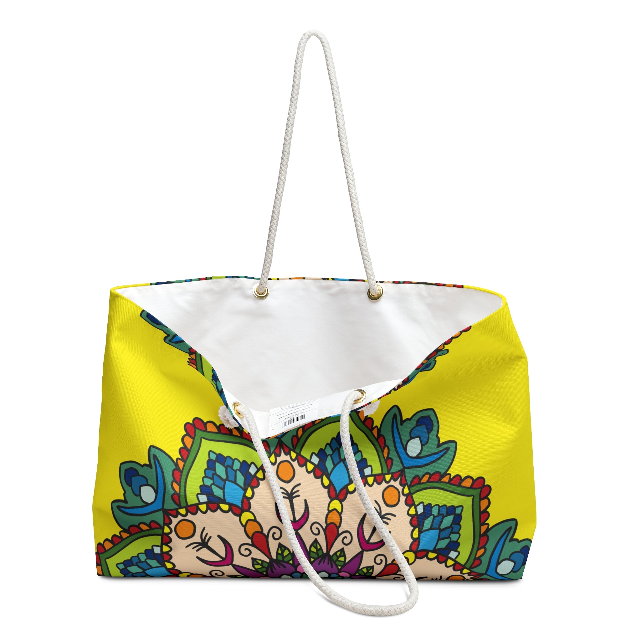 Bright Yellow Mandala Weekender Bag for Joyful Beach Escapes