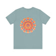 A vibrant and colorful mandala tee depicting spiritual peace and harmony