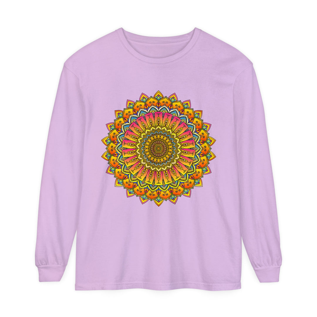 Colorful and intricate mandala design long sleeve t-shirt for men and women