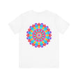 Vibrant and colorful mandala tee with intricate design, representing spiritual peace and harmony, perfect for bringing positive energy and mindfulness into your wardrobe