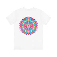 Vibrant and colorful mandala tee with intricate design, representing spiritual peace and harmony, perfect for bringing positive energy and mindfulness into your wardrobe