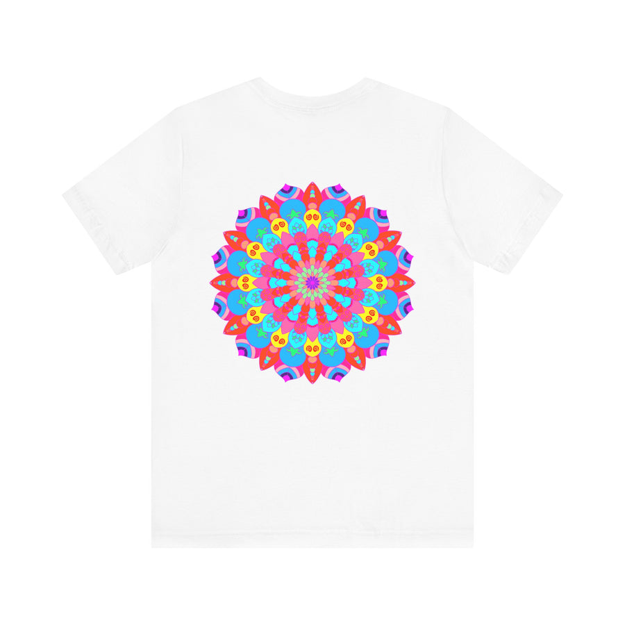 Vibrant and colorful mandala tee with intricate design, representing spiritual peace and harmony, perfect for bringing positive energy and mindfulness into your wardrobe