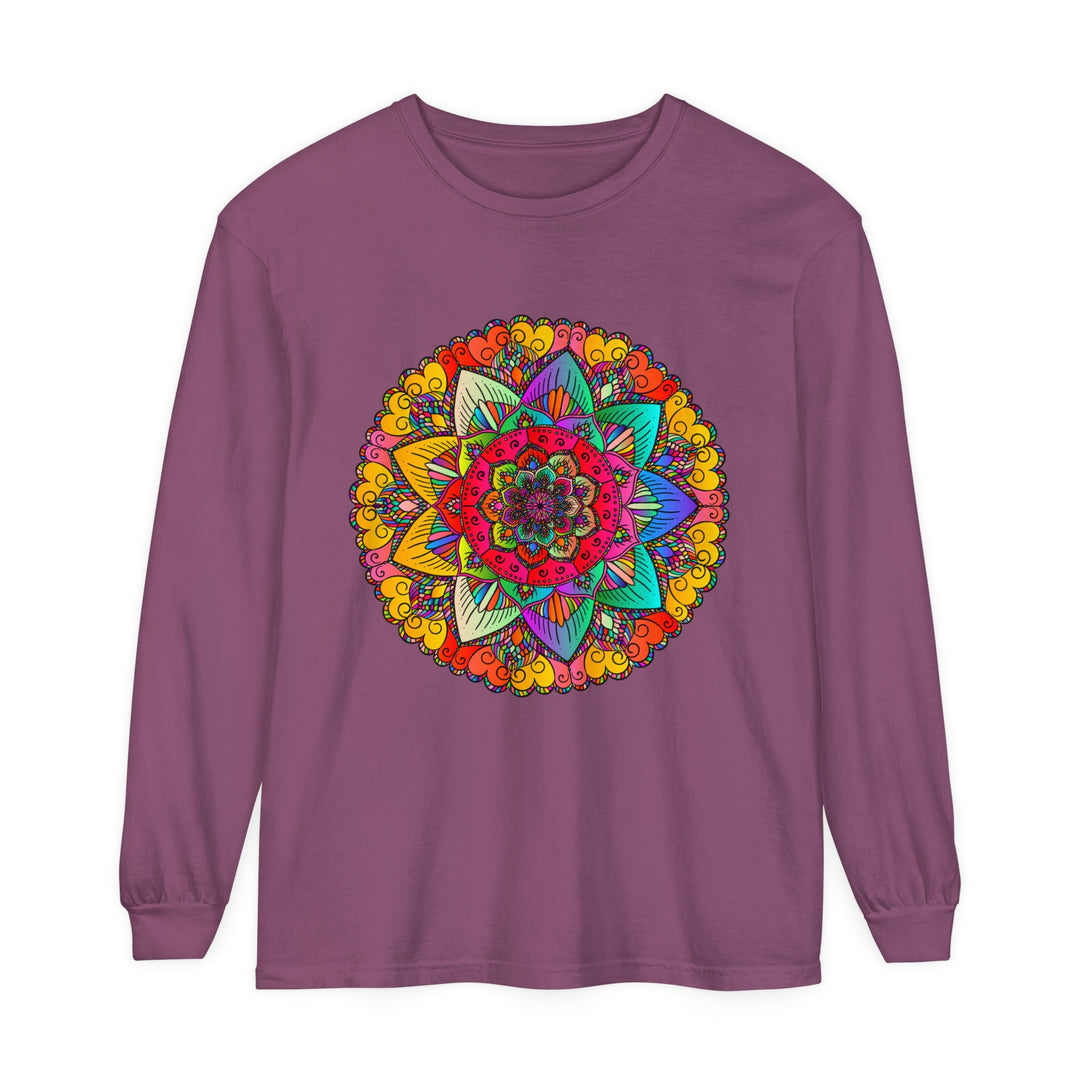 Colorful and intricate mandala design long sleeve t-shirt for men and women