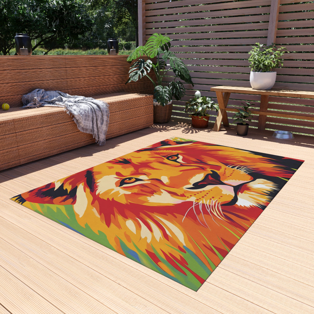 Lion Face Outdoor Rug – Vibrant Wildlife Doormat for Patio &amp; Porch