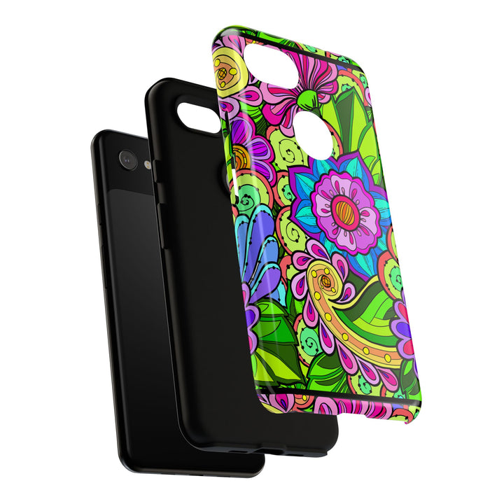 Floral Fantasy iPhone and Google Pixel Case in Bright Green Palette