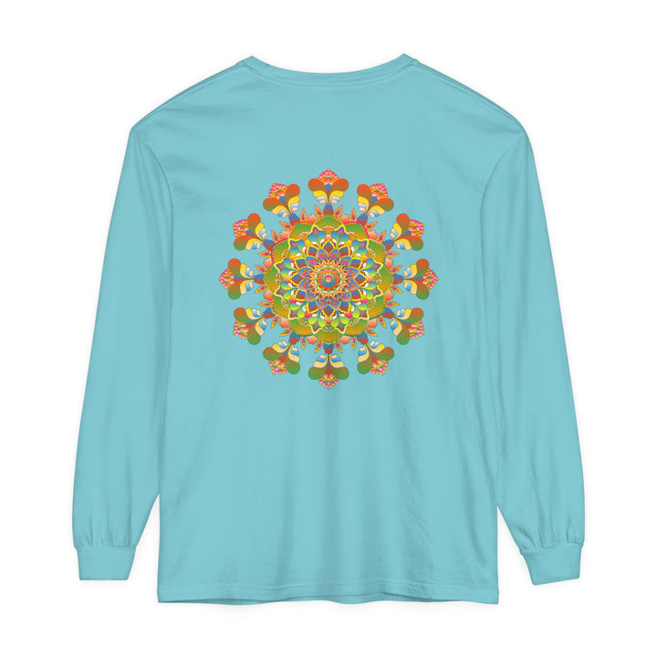 Vibrant and colorful long sleeve T-shirt featuring a beautiful mandala design