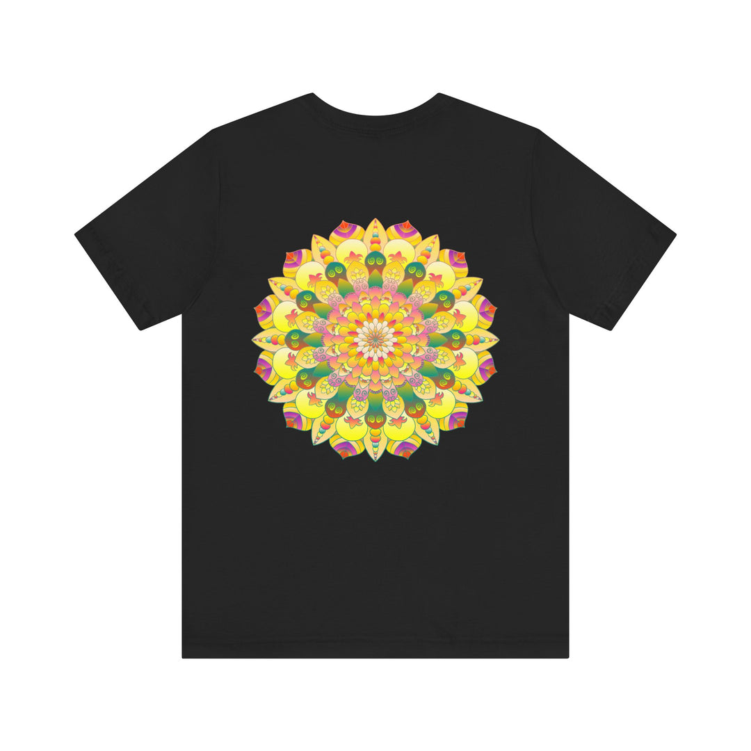 A colorful mandala design tee depicting spiritual peace and harmony