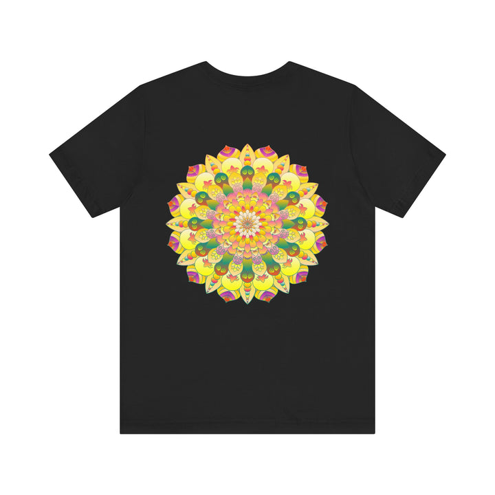 A colorful mandala design tee depicting spiritual peace and harmony