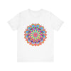 Colorful Mandala Flower T-Shirt featuring vibrant, psychedelic art and intricate design