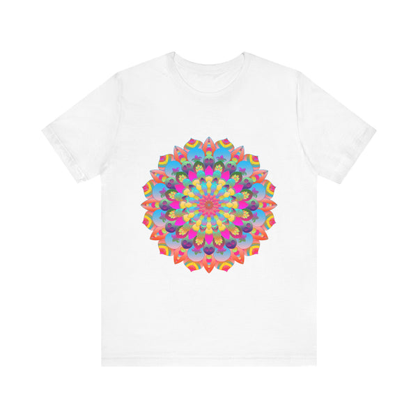 Colorful Mandala Flower T-Shirt featuring vibrant, psychedelic art and intricate design