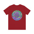 Colorful and intricate mandala design on a tee promoting spiritual peace and harmony