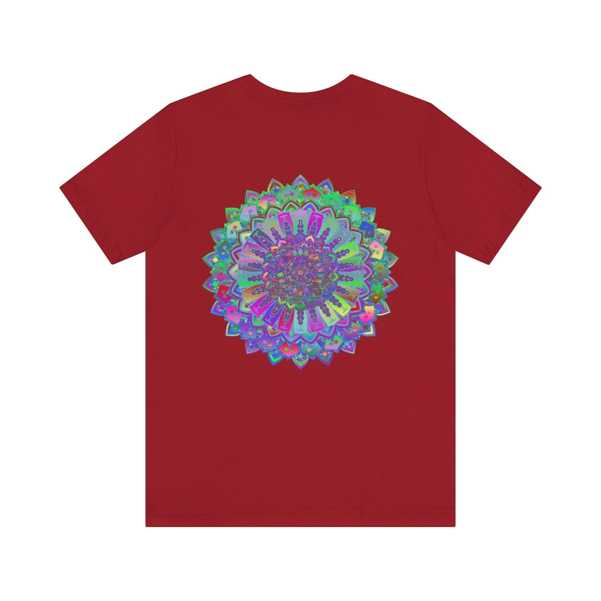 Colorful and intricate mandala design on a tee promoting spiritual peace and harmony