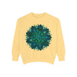 Teal and blue mandala sweatshirt with intricate design and detailed patterns