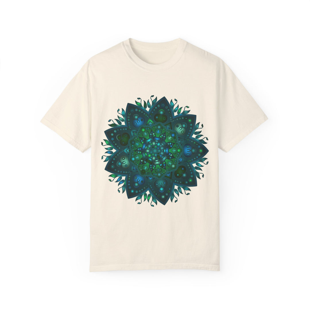 An intricately hand-drawn mandala design printed on a unisex t-shirt