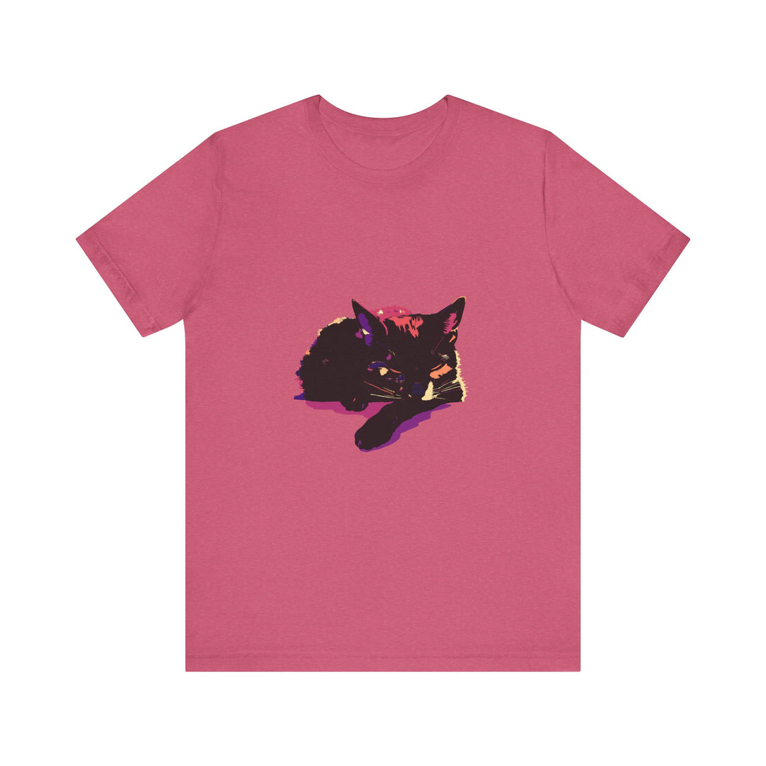 Black Cat Mystery - Colorful Sleep T-Shirt featuring a vibrant design