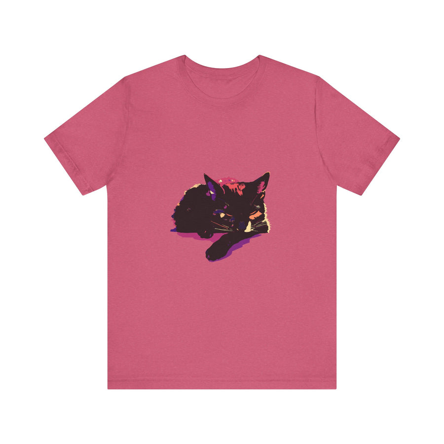 Black Cat Mystery - Colorful Sleep T-Shirt featuring a vibrant design