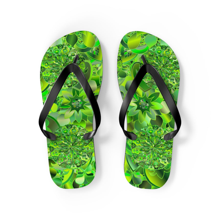 Infradito "Caleidoscopio Verde" – Sandali da Spiaggia Tropicali Floreali