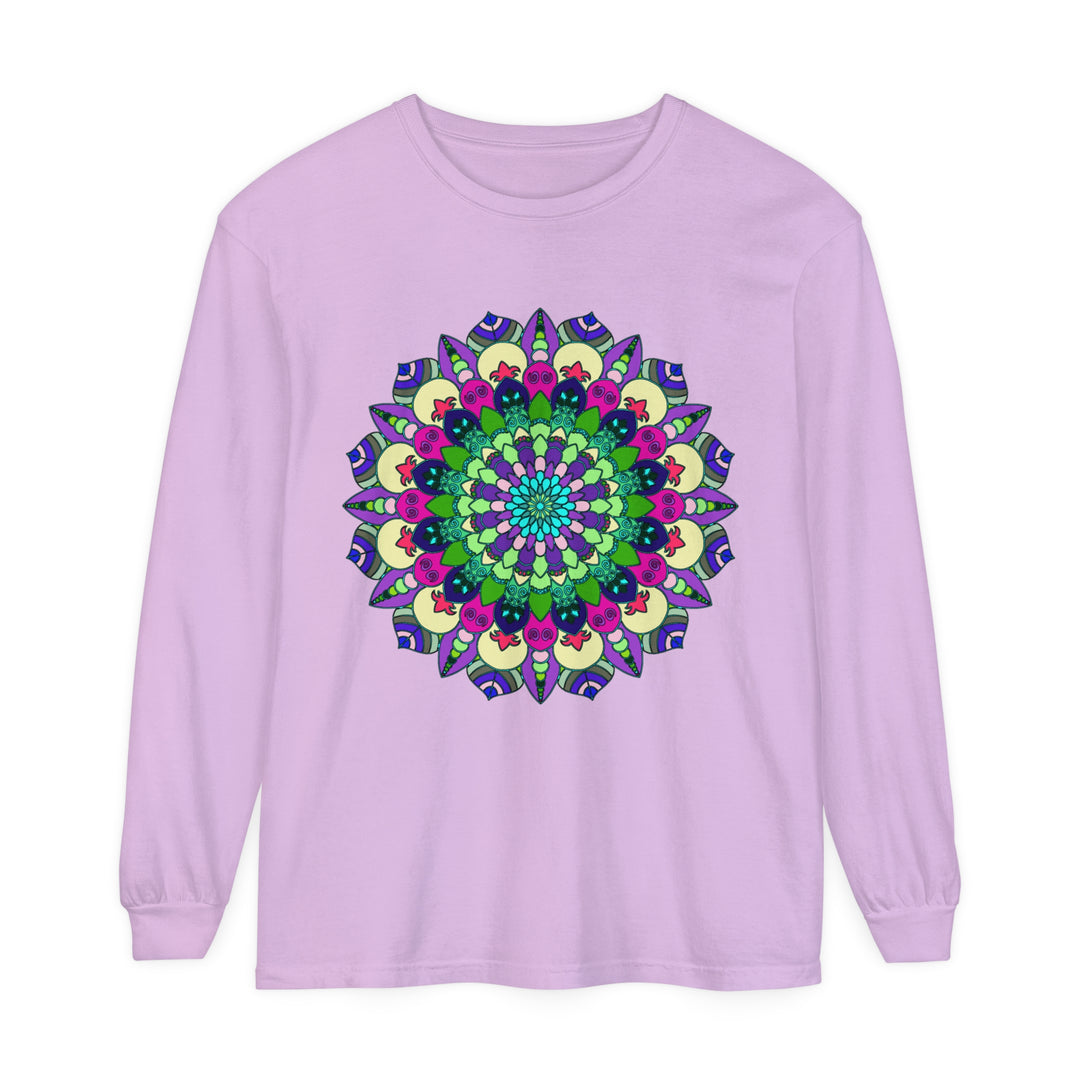  Colorful and intricate mandala design on a comfortable unisex long sleeve t-shirt