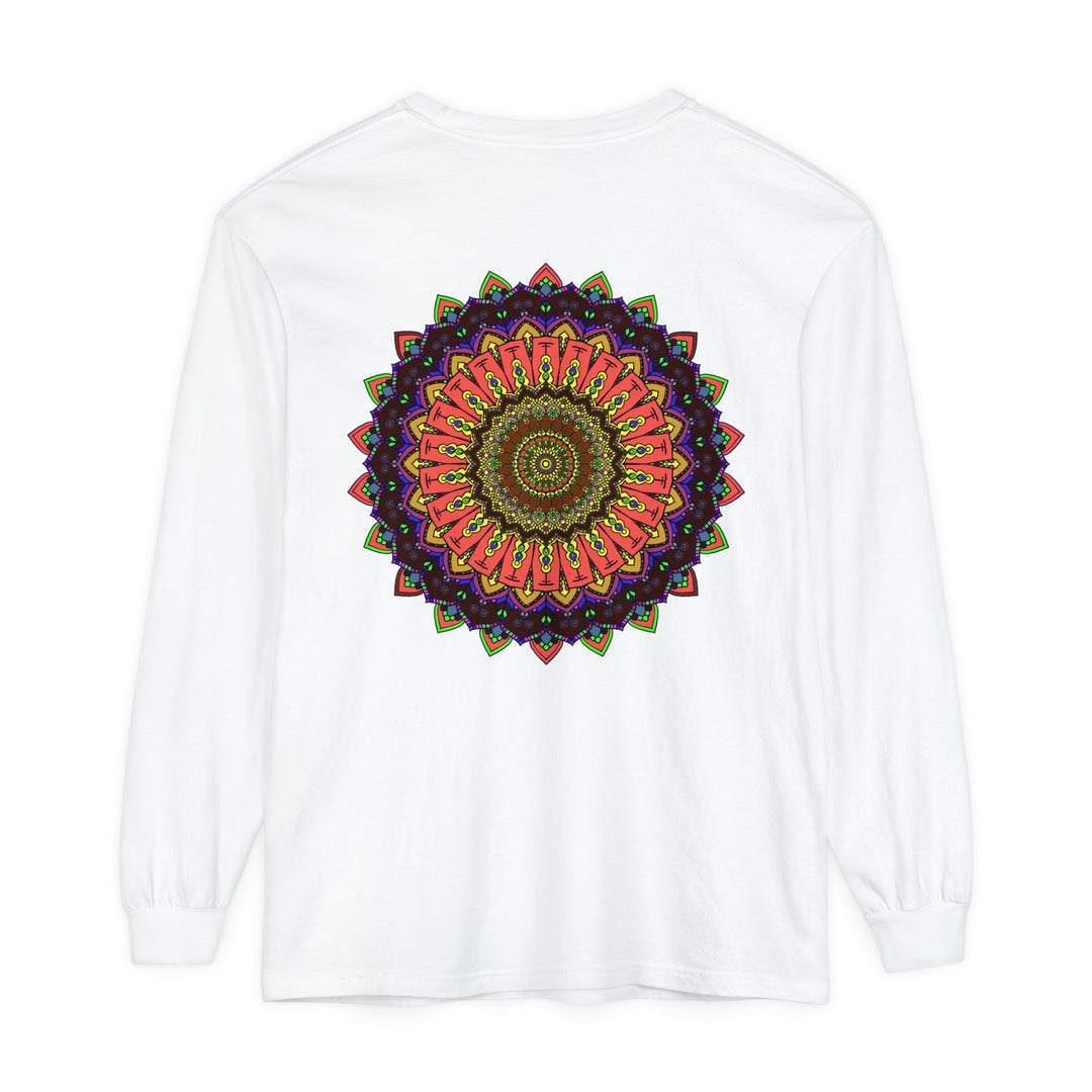 Intricate Mandala Long Sleeve T-Shirt - Colorful Design featuring detailed and vibrant mandala pattern on a comfortable long sleeve shirt