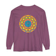 Colorful and intricate mandala design on a unisex long sleeve t-shirt