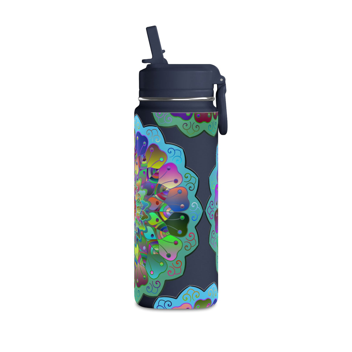 Mandala Floral 20oz Water Bottle — Colorful Boho Hydration Bottle