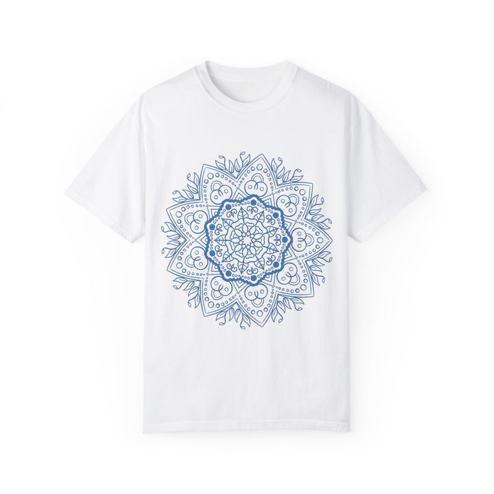 Handmade Mandala Art Tshirt - Unisex Garment-Dyed Tee with intricate design