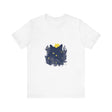 Black Cat Mystery T-Shirt featuring a whimsical floral design, perfect for cat lovers