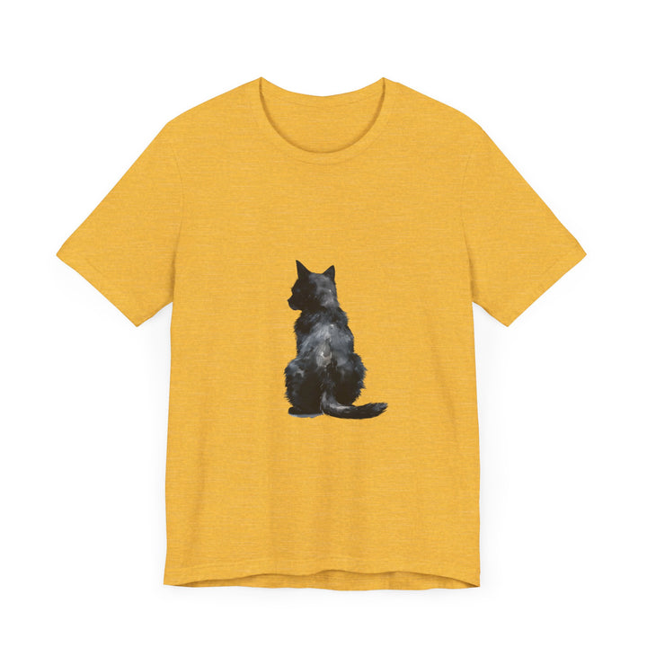 A stunning watercolor t-shirt featuring a mystical black cat design