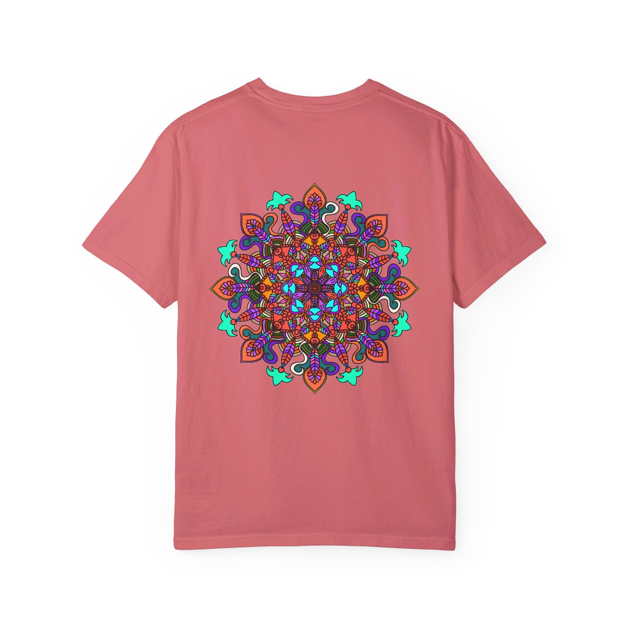 Unisex mandala t-shirt made from 100% ring-spun cotton, garment-dyed for extra comfort, featuring hand-drawn mandala art design