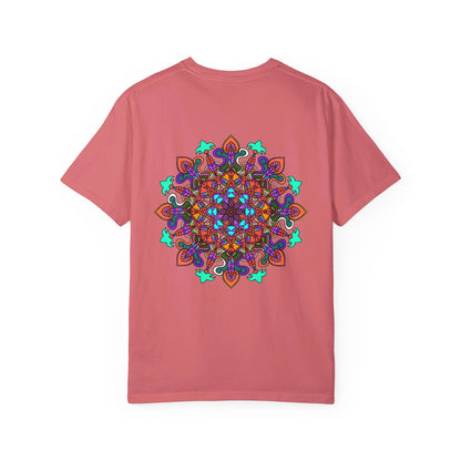 Unisex mandala t-shirt made from 100% ring-spun cotton, garment-dyed for extra comfort, featuring hand-drawn mandala art design