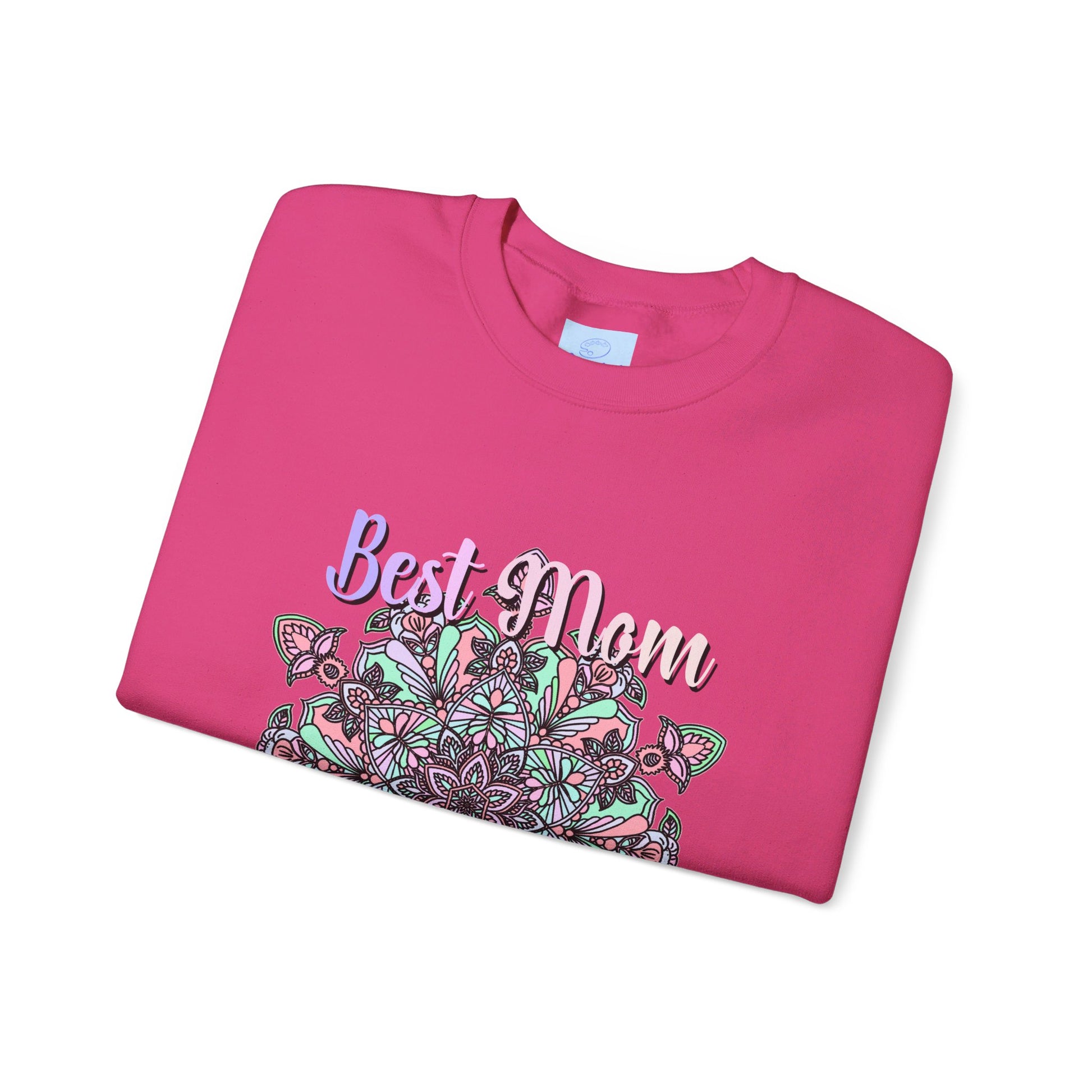 Unisex heavy blend crewneck sweatshirt in black with 'Best Mom Ever' text, perfect birthday gift for mom