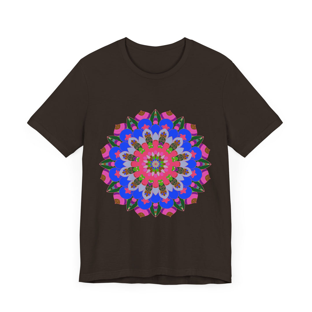 A vibrant and intricate mandala-inspired geometric design on a T-shirt