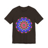 A vibrant and intricate mandala-inspired geometric design on a T-shirt