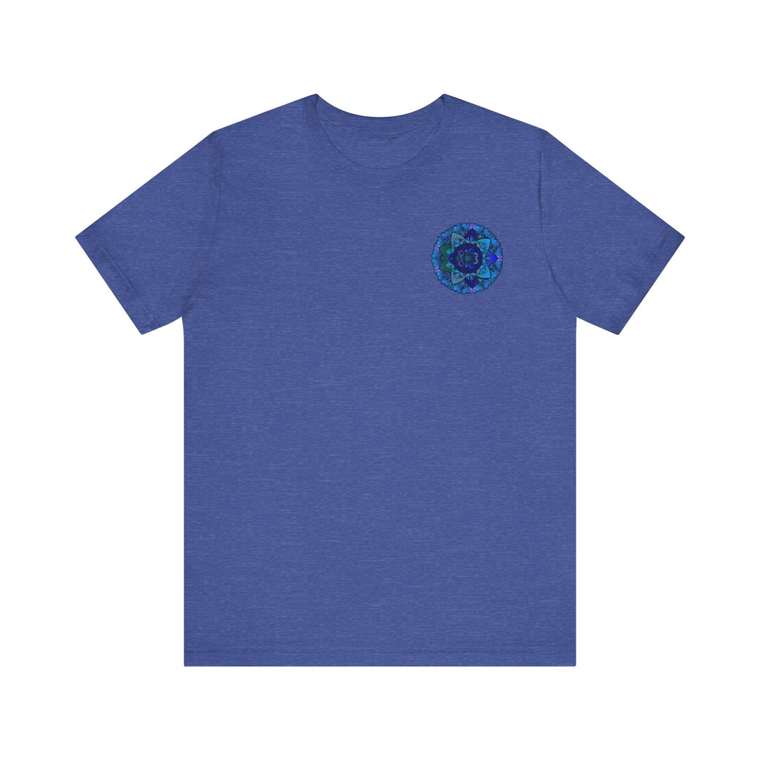 Blue Mandala T-Shirt featuring intricate spiritual design for peace and harmony