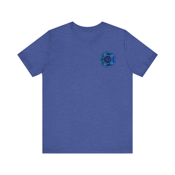 Blue Mandala T-Shirt featuring intricate spiritual design for peace and harmony