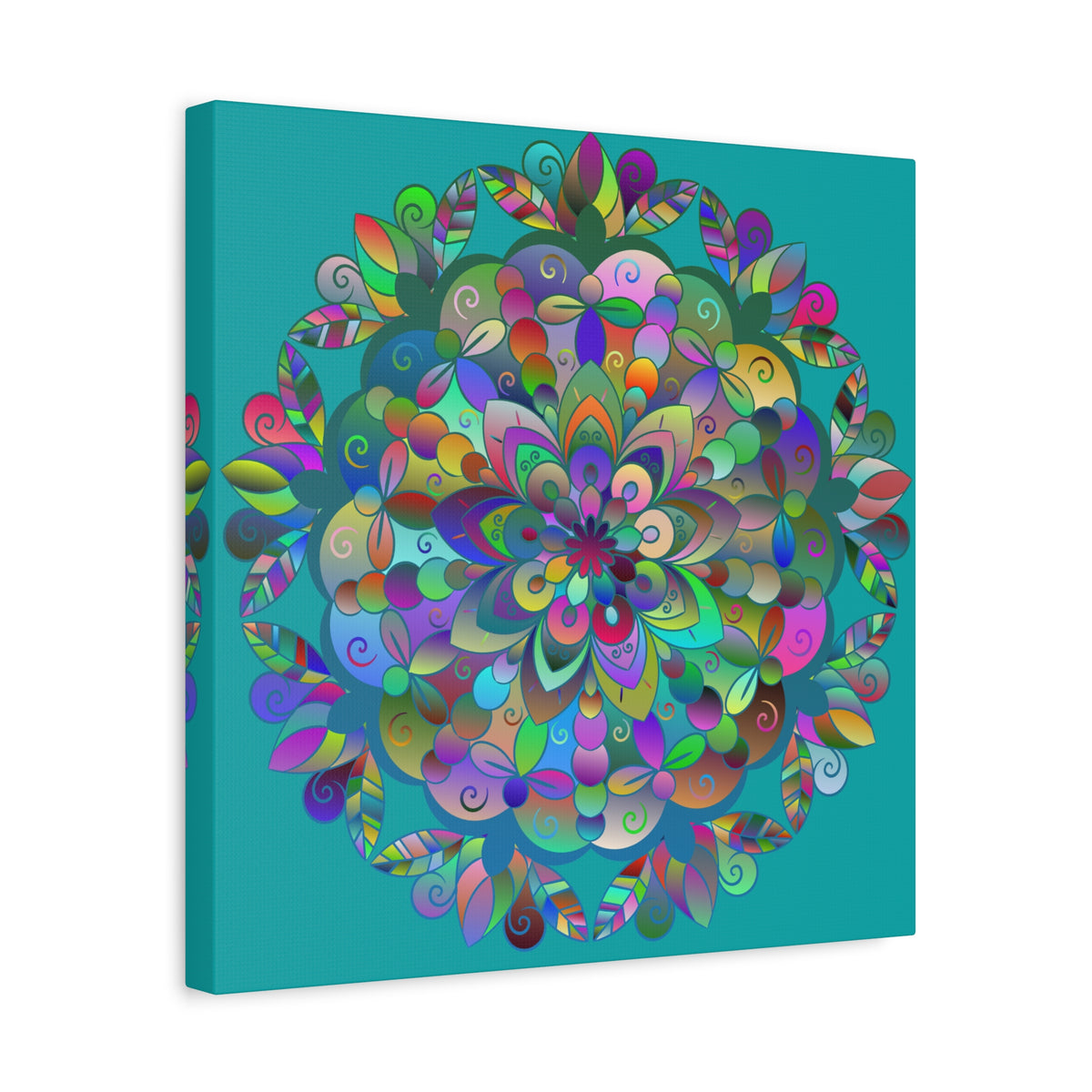 Colorful Floral Mandala Matte Canvas Wall Art — Stretched 1.25"