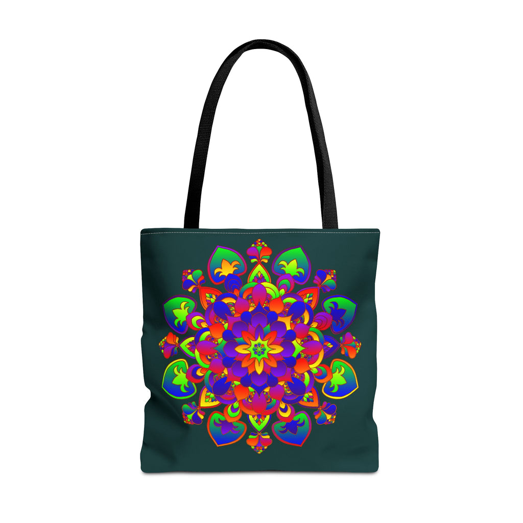 Colorful and intricate mandala design tote bag with mystical nature theme