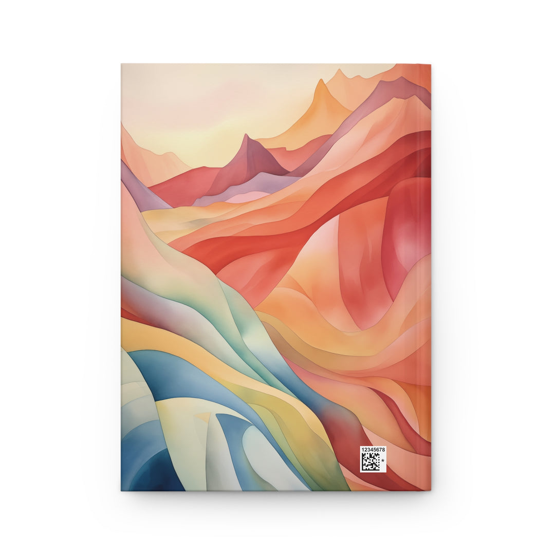 Color Your Day Hardcover Journal — Desert Mountain Abstract Art (Red & Teal)