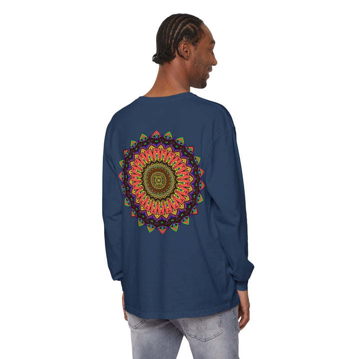 Intricate Mandala Long Sleeve T-Shirt with Colorful and Detailed Design for Women