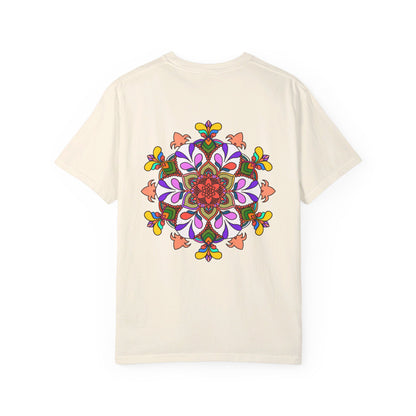 Unisex Mandala T-Shirt featuring intricate hand-drawn mandala art on 100% ring-spun cotton, garment-dyed for extra comfort