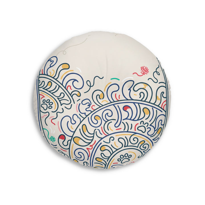 Cozy New Year Cat Floor Pillow — Cute Festive Cat Cushion