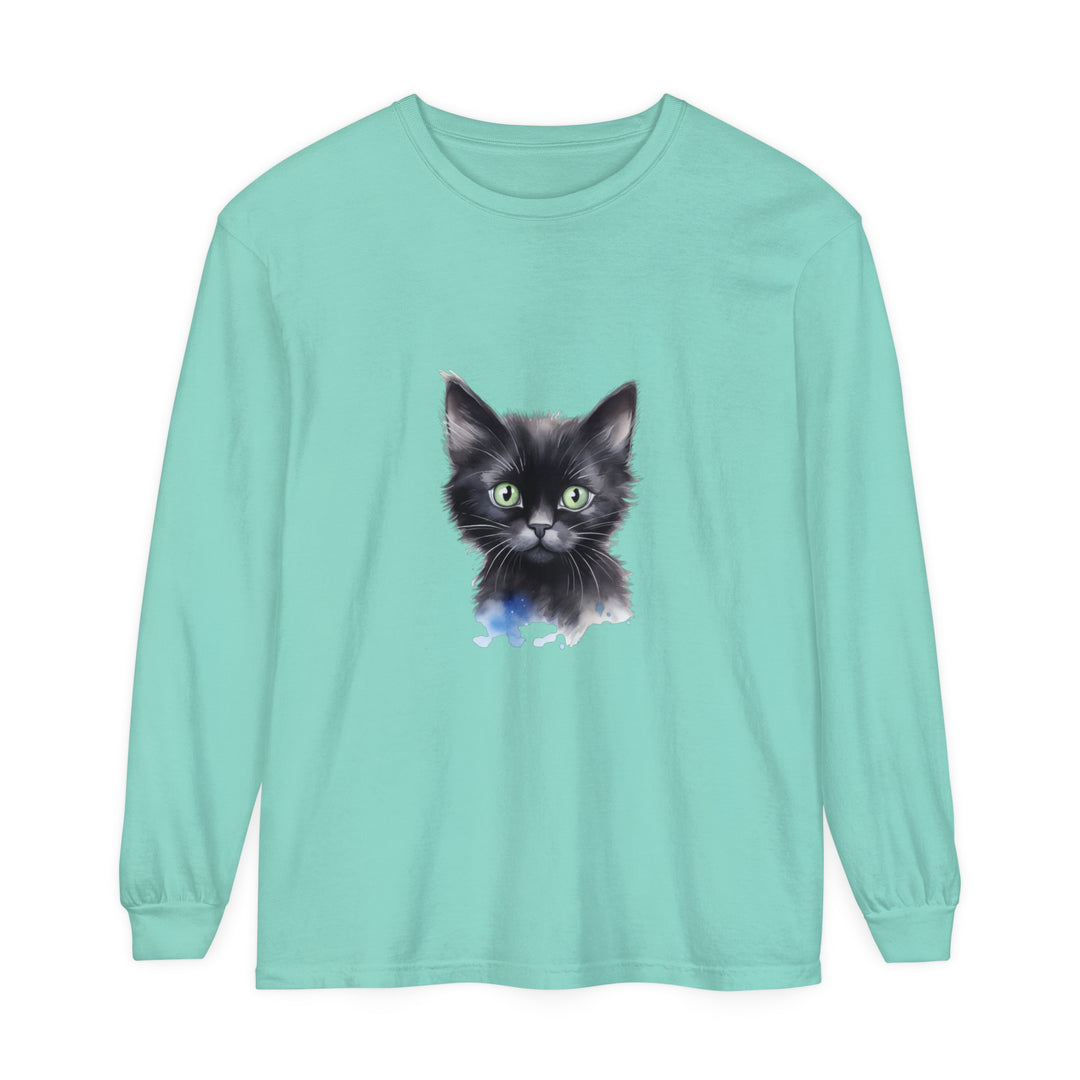 Black Cat Watercolor Unisex T-Shirt featuring a vibrant and detailed watercolor design of a sleek black cat, perfect for any cat lover's wardrobe