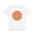 Vibrant mandala t-shirt with intricate patterns and vibrant colors