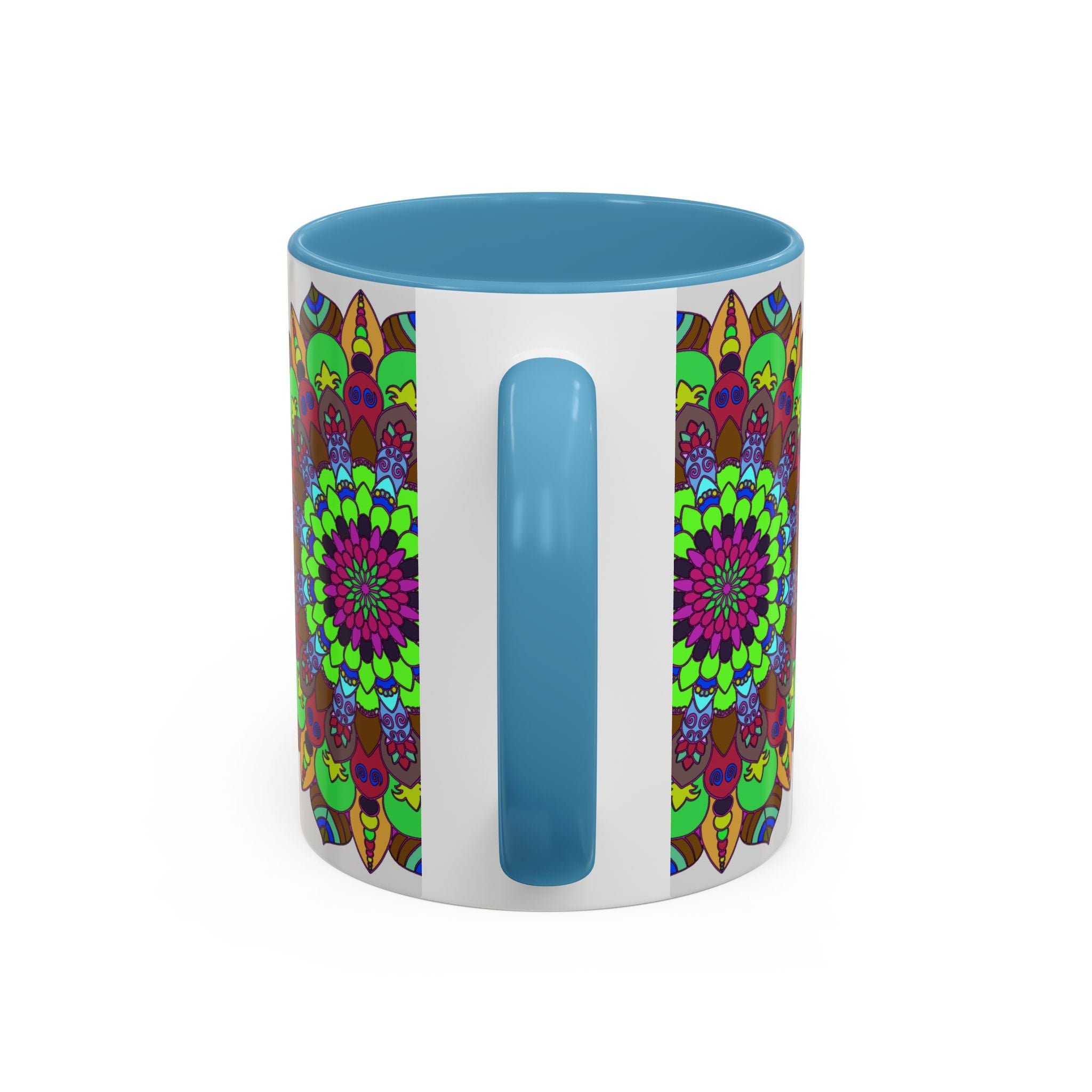 Beautiful mandala art mug adorned with a vibrant and intricate floral pattern